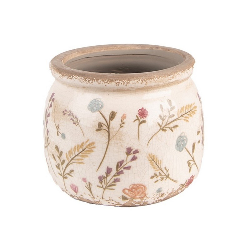 Vaso bombato in stile vintage decorato con fiori di campo